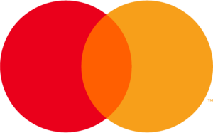 Das Logo von Mastercard, bestehend aus zwei überlappenden Kreisen in Rot und Gelb, repräsentiert die Kreditkartenmarke.